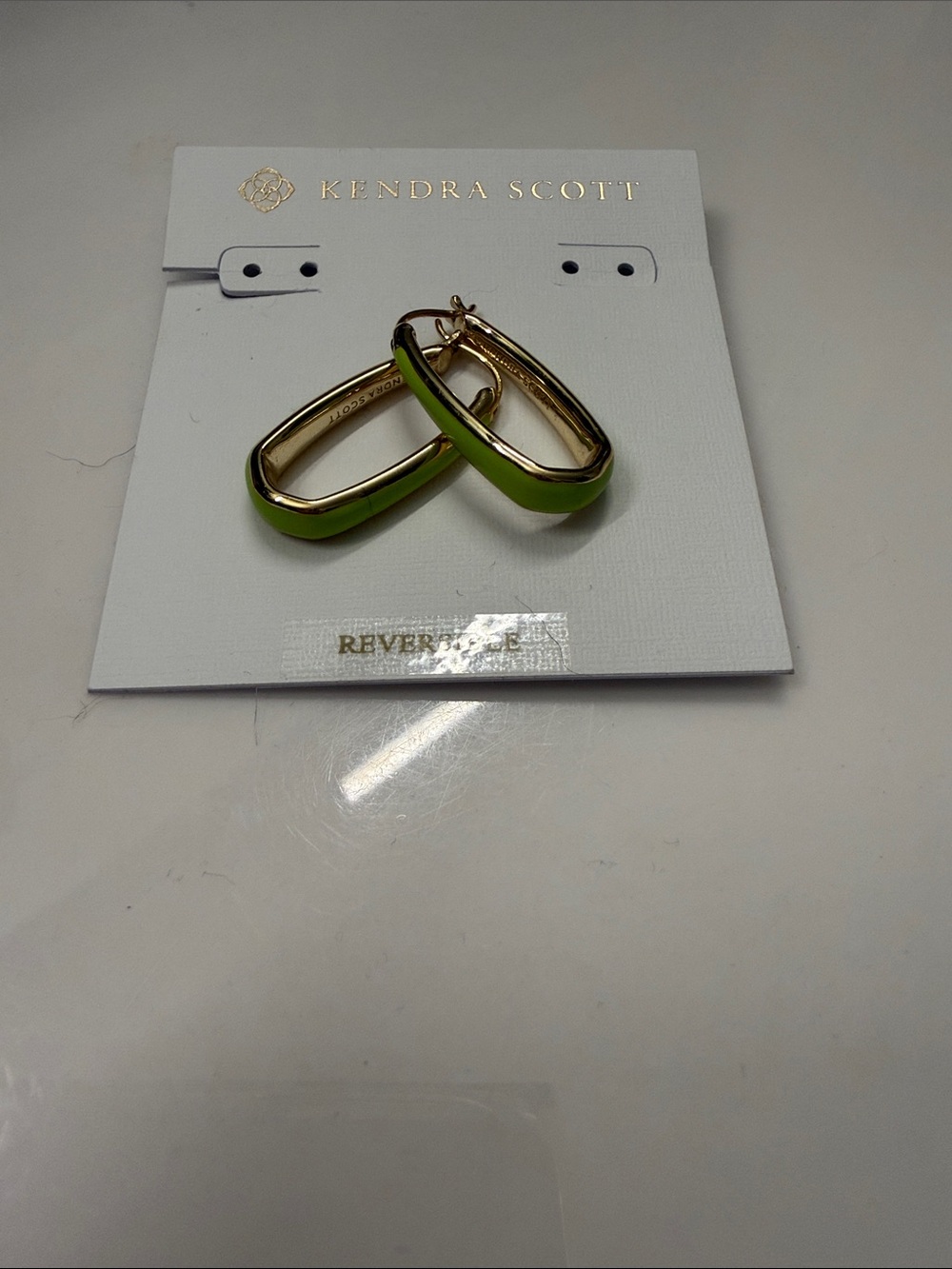 Kendra Scott Green Enamel Gold-Trim Hoop Earrings